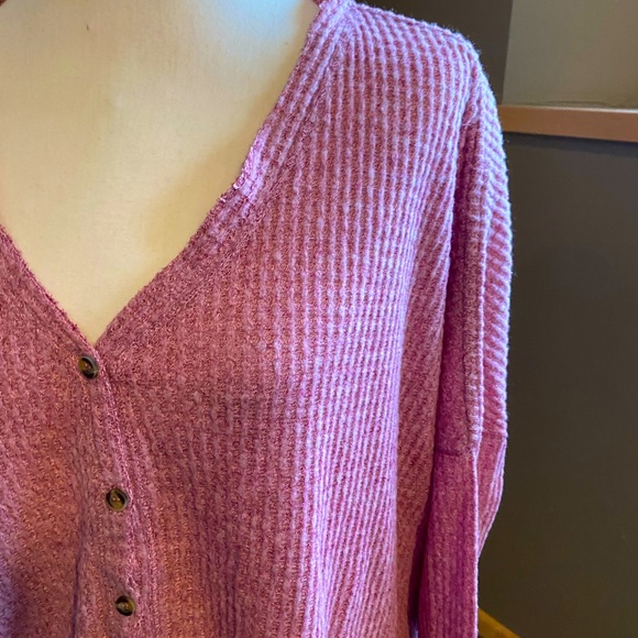 purple waffle knit shirt - Picture 2 of 4